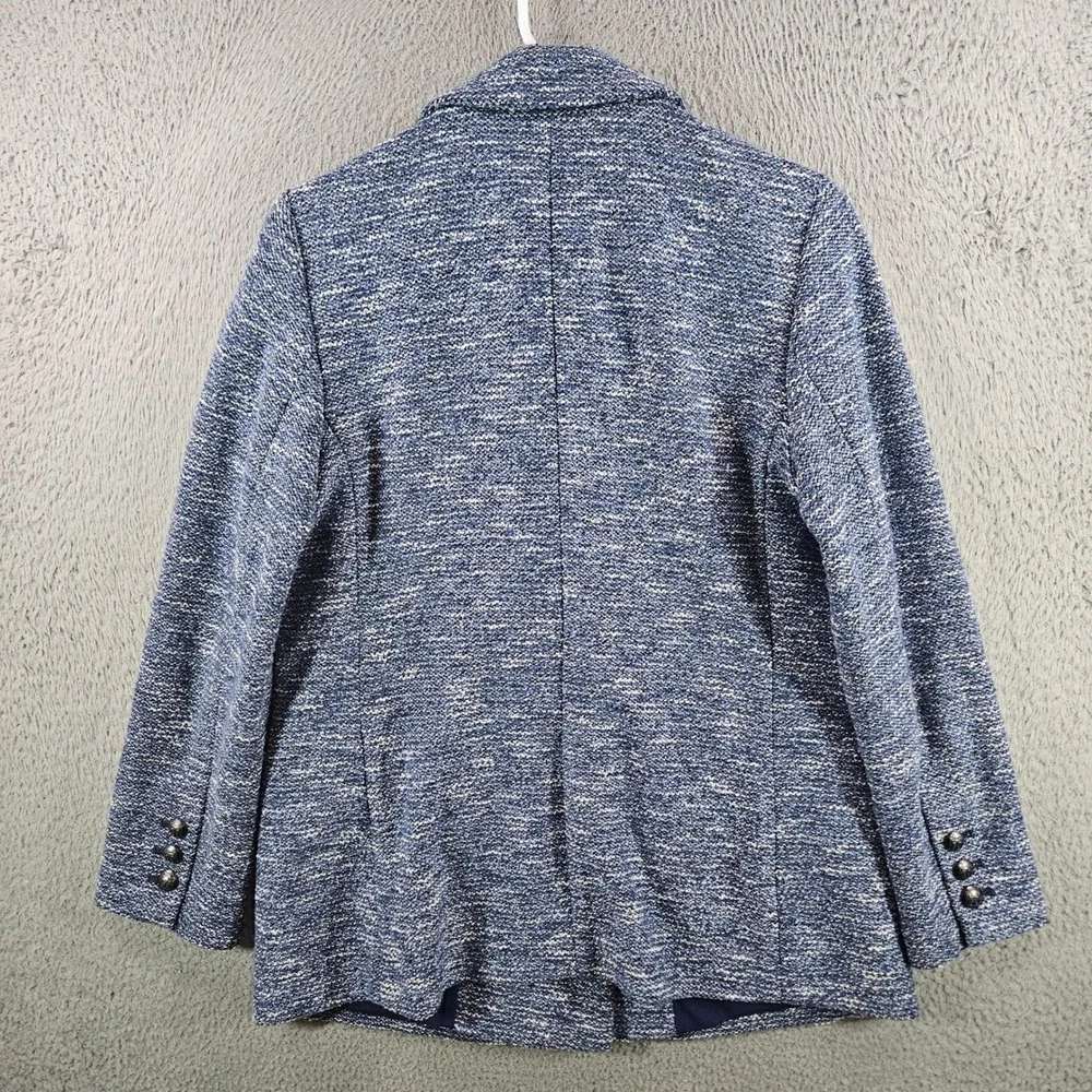 Talbots Womens Blue White Tweed Double Breasted Blazer‎ Jacket Size 6